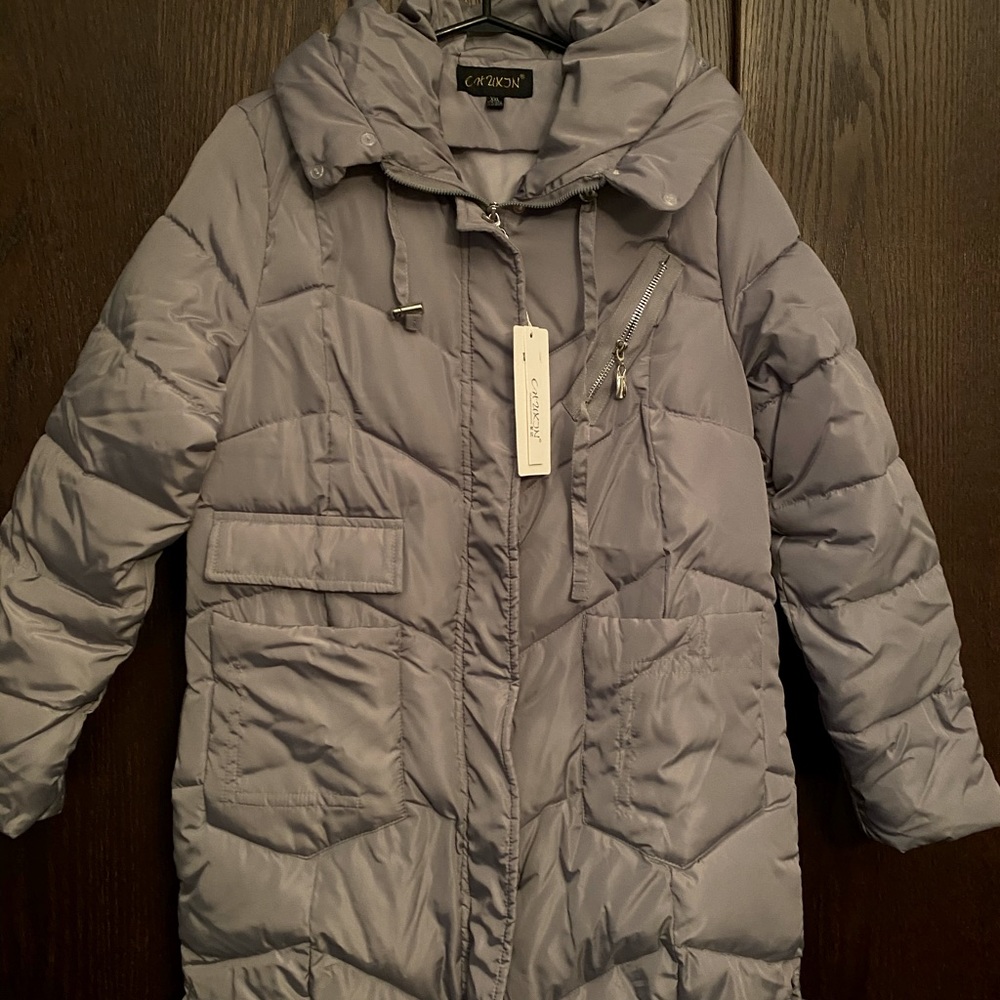 Grey Puffer Long Jacket